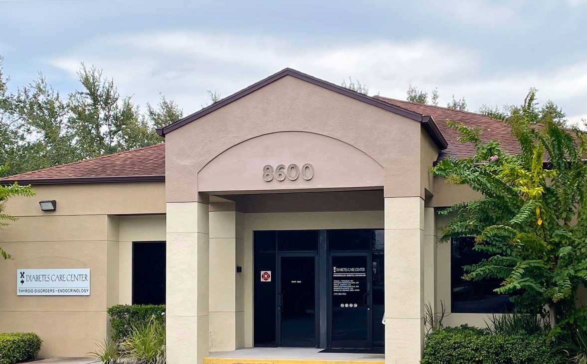 Front entrance of the Diabetes Care Center office at 8600 Easthaven Court, New Port Richey